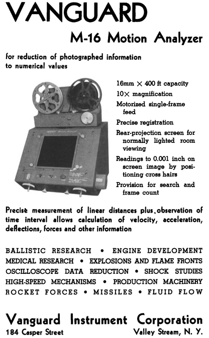 VINTAGE 35mm VANGUARD S-13 and M-16C FILM MOTION ANALYZER with MANUAL FREE SHIP