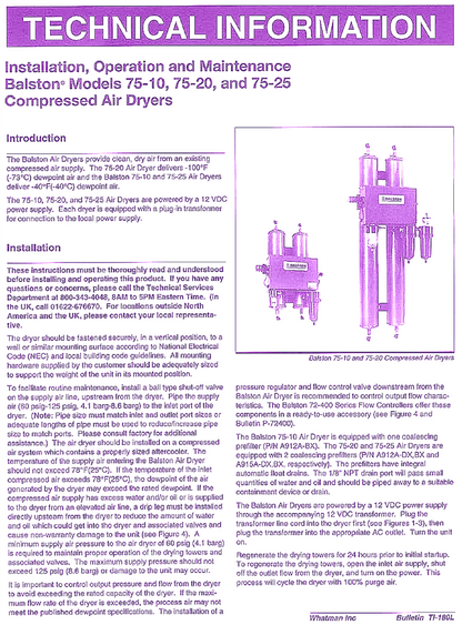 BALSTON 75-00 COMPRESSED 125 PSI AIR DRYER PSA DESICCANT 90DAYWARRANTY FREE SHIP