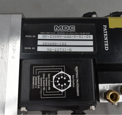 MDC GV-2500V-ASA-P-01-04 HIGH VACUUM ELECTRO PNEUMATIC GATE VALVE FREE SHIP