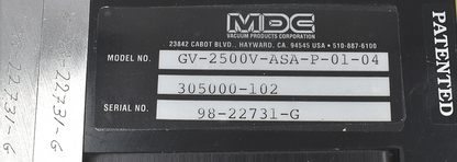 MDC GV-6000V-ASA-P0105 HIGH VACUUM ELECTRO PNEUMATIC GATE VALVE FREE SHIP