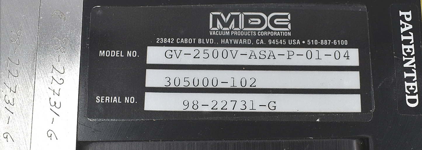 MDC GV-2500V-ASA-P-01-04 HIGH VACUUM ELECTRO PNEUMATIC GATE VALVE FREE SHIP