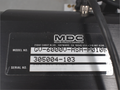 MDC GV-6000V-ASA-P0105 HIGH VACUUM ELECTRO PNEUMATIC GATE VALVE FREE SHIP