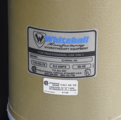 WHITEHALL E-15-S HYDROTHERAPY WHIRLPOOL 15 GALLON TUB METAL & MANUAL FREE SHIP