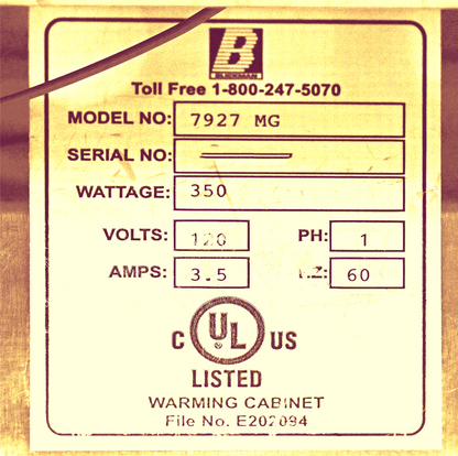 90DAY-WARRANTY BLICKMAN HEALTH 7927-MG TABLETOP BLANKET WARMING CABINET FREESHIP