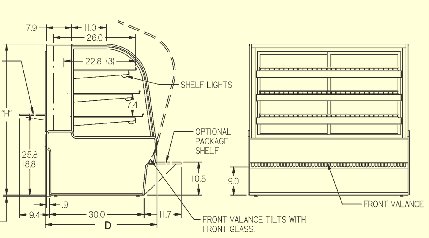 WARRANTY 31"x 48"x35" FEDERAL CURVED GLASS LIGHT BAKERY DISPLAY CABINET FREESHIP