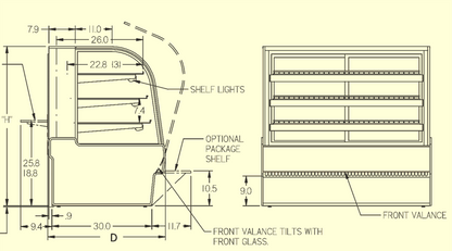 WARRANTY 31"x 48"x35" FEDERAL CURVED GLASS LIGHT BAKERY DISPLAY CABINET FREESHIP