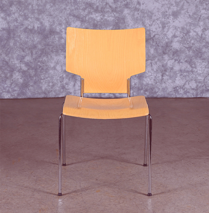 LOT of 8 KUSCH+CO 2000s RETRO LOOK HOT MOULDED PLYWOOD STACKING CHAIRS FREE SHIP