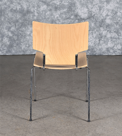 LOT of 8 KUSCH+CO 2000s RETRO LOOK HOT MOULDED PLYWOOD STACKING CHAIRS FREE SHIP