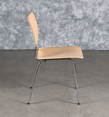 LOT of 8 KUSCH+CO 2000s RETRO LOOK HOT MOULDED PLYWOOD STACKING CHAIRS FREE SHIP