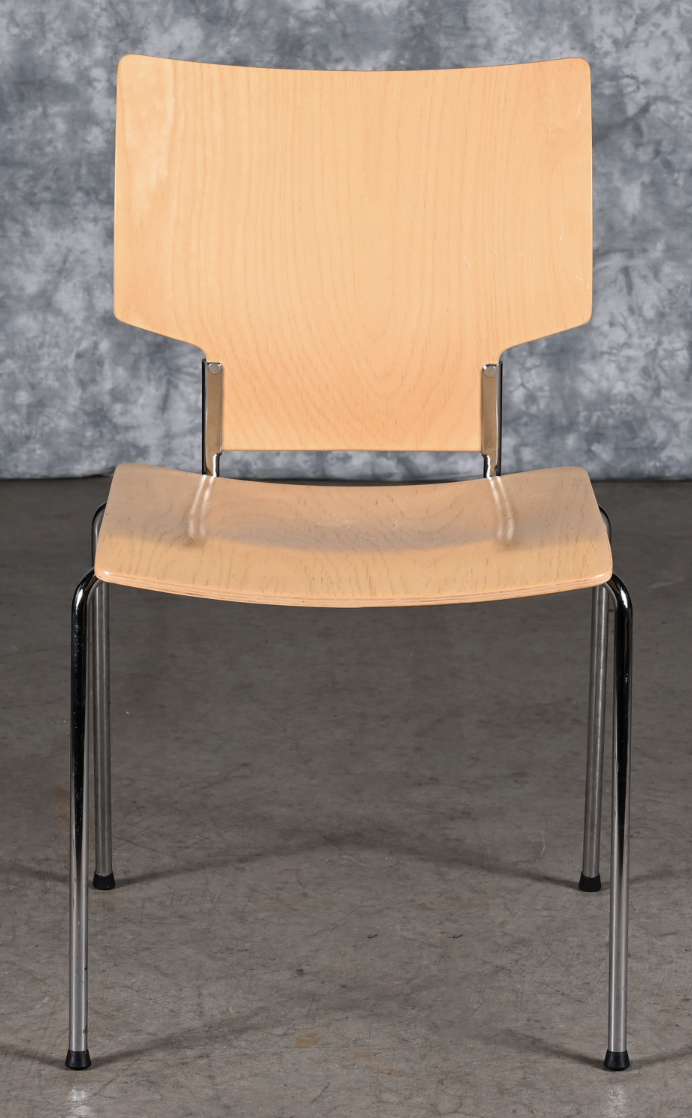 LOT of 8 KUSCH+CO 2000s RETRO LOOK HOT MOULDED PLYWOOD STACKING CHAIRS FREE SHIP