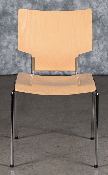 LOT of 8 KUSCH+CO 2000s RETRO LOOK HOT MOULDED PLYWOOD STACKING CHAIRS FREE SHIP