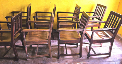 8 1940's VINTAGE OAK MARBLE SHATTUCK ARMCHAIRS OFFICE LIBRARY ARM CHAIR FREESHIP