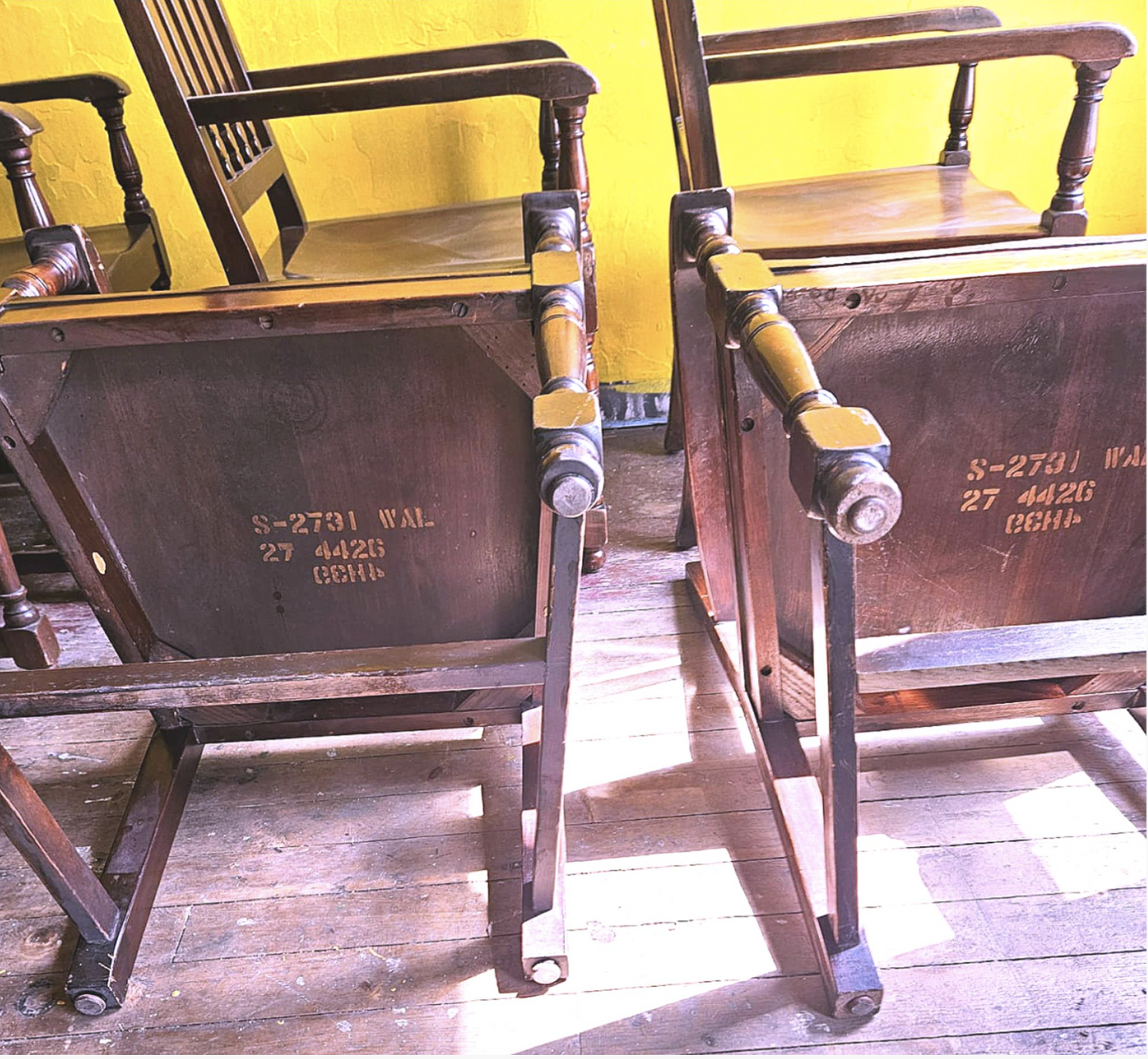 8 1940's VINTAGE OAK MARBLE SHATTUCK ARMCHAIRS OFFICE LIBRARY ARM CHAIR FREESHIP