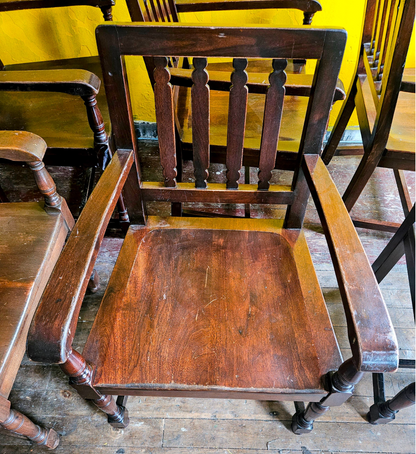 8 1940's VINTAGE OAK MARBLE SHATTUCK ARMCHAIRS OFFICE LIBRARY ARM CHAIR FREESHIP