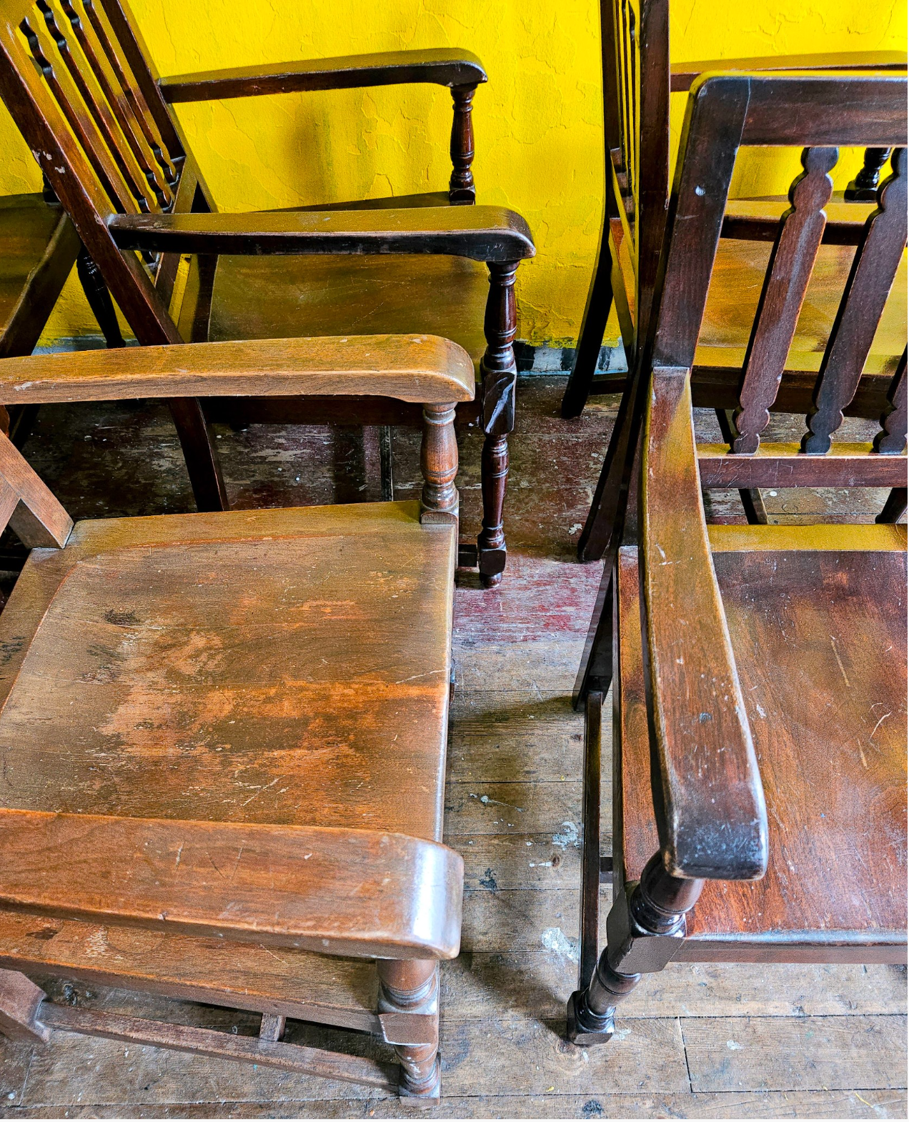 8 1940's VINTAGE OAK MARBLE SHATTUCK ARMCHAIRS OFFICE LIBRARY ARM CHAIR FREESHIP