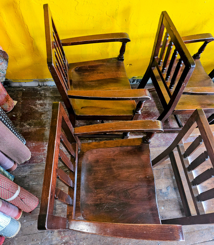 8 1940's VINTAGE OAK MARBLE SHATTUCK ARMCHAIRS OFFICE LIBRARY ARM CHAIR FREESHIP