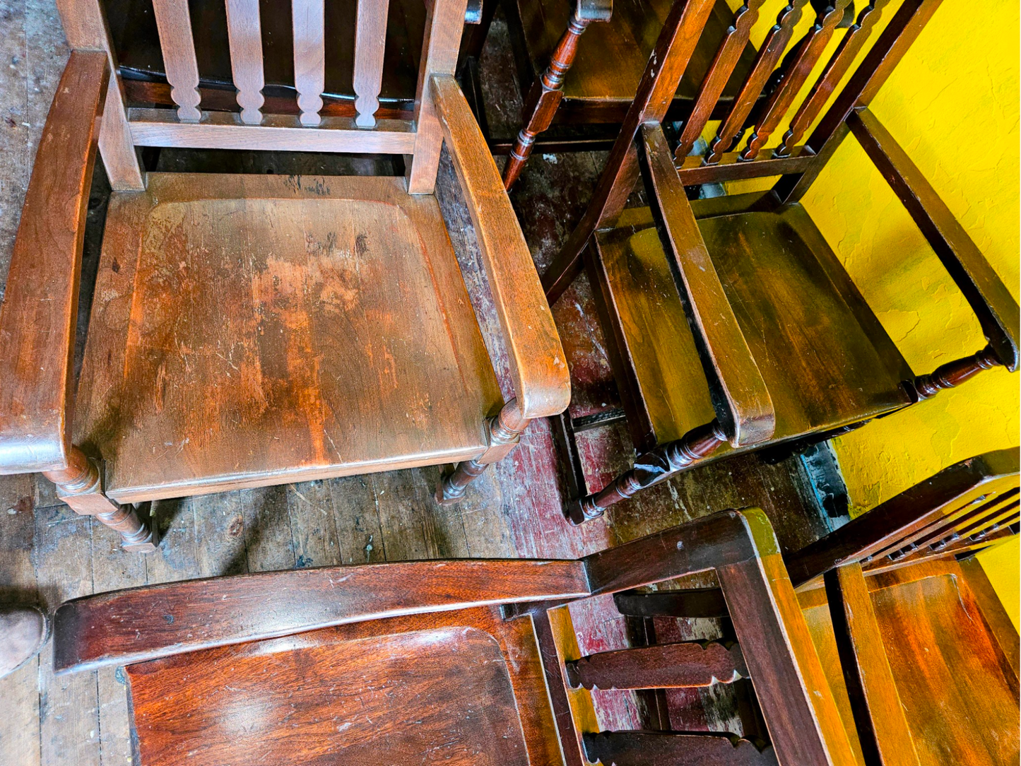 8 1940's VINTAGE OAK MARBLE SHATTUCK ARMCHAIRS OFFICE LIBRARY ARM CHAIR FREESHIP