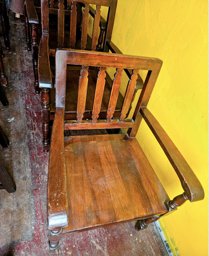 8 1940's VINTAGE OAK MARBLE SHATTUCK ARMCHAIRS OFFICE LIBRARY ARM CHAIR FREESHIP