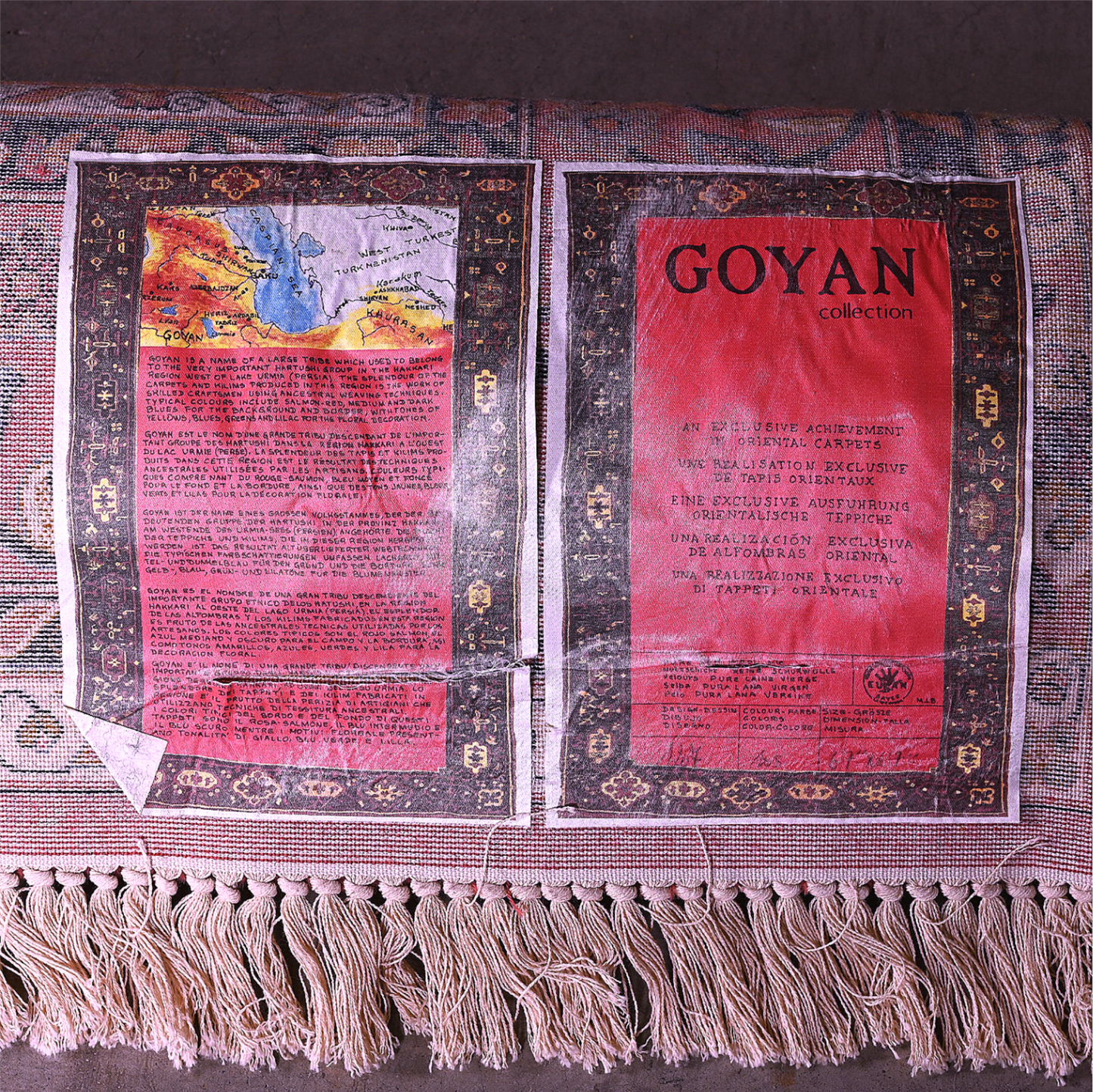 100% ORIGINAL VINTAGE WOOL KURDISH GOYAN 78"x 80" MOTH PROOF RUG GREAT CONDITION