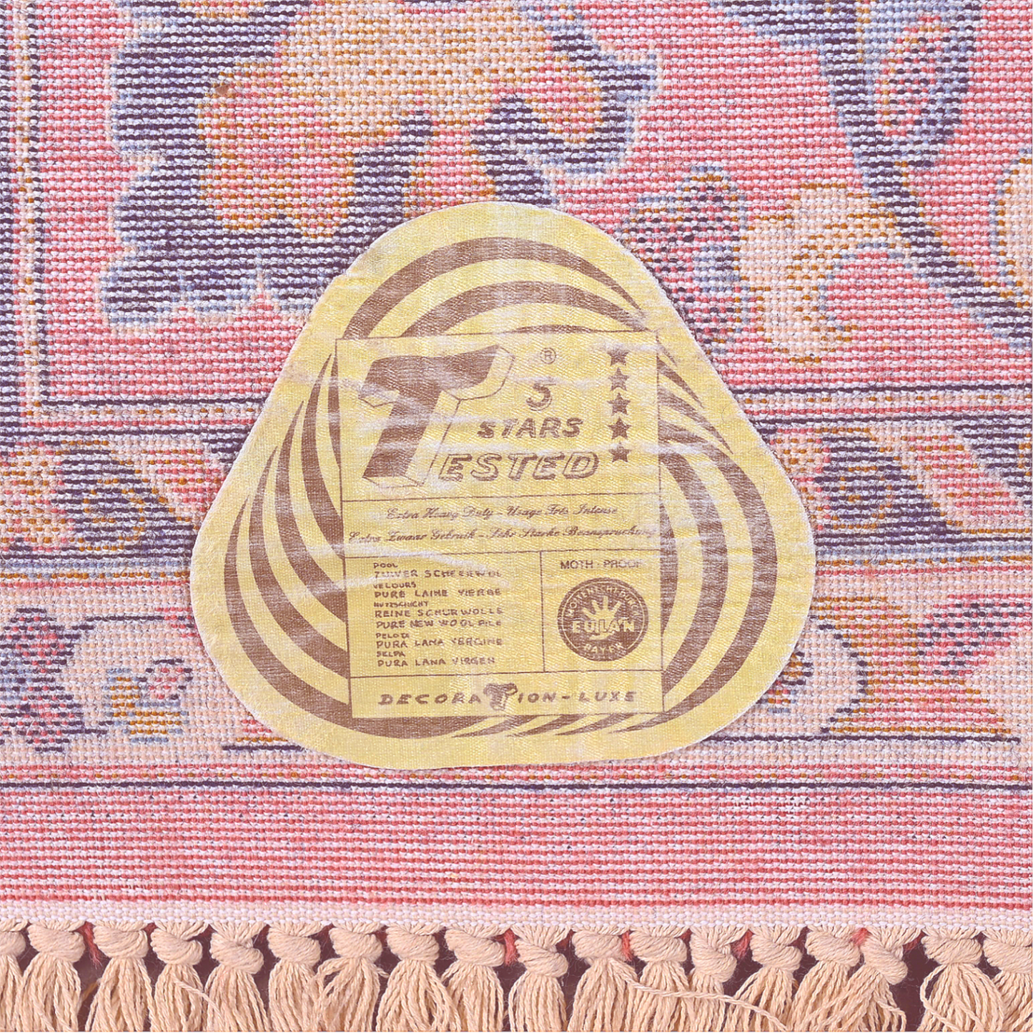 100% ORIGINAL VINTAGE WOOL KURDISH GOYAN 78"x 80" MOTH PROOF RUG GREAT CONDITION