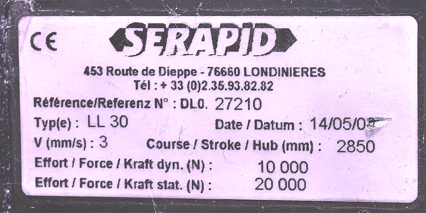 WARRANTY SERAPID LL-30 LINKLIFT PORTABLE HEAVYDUTY LOAD MATERIAL SYSTEM FREESHIP