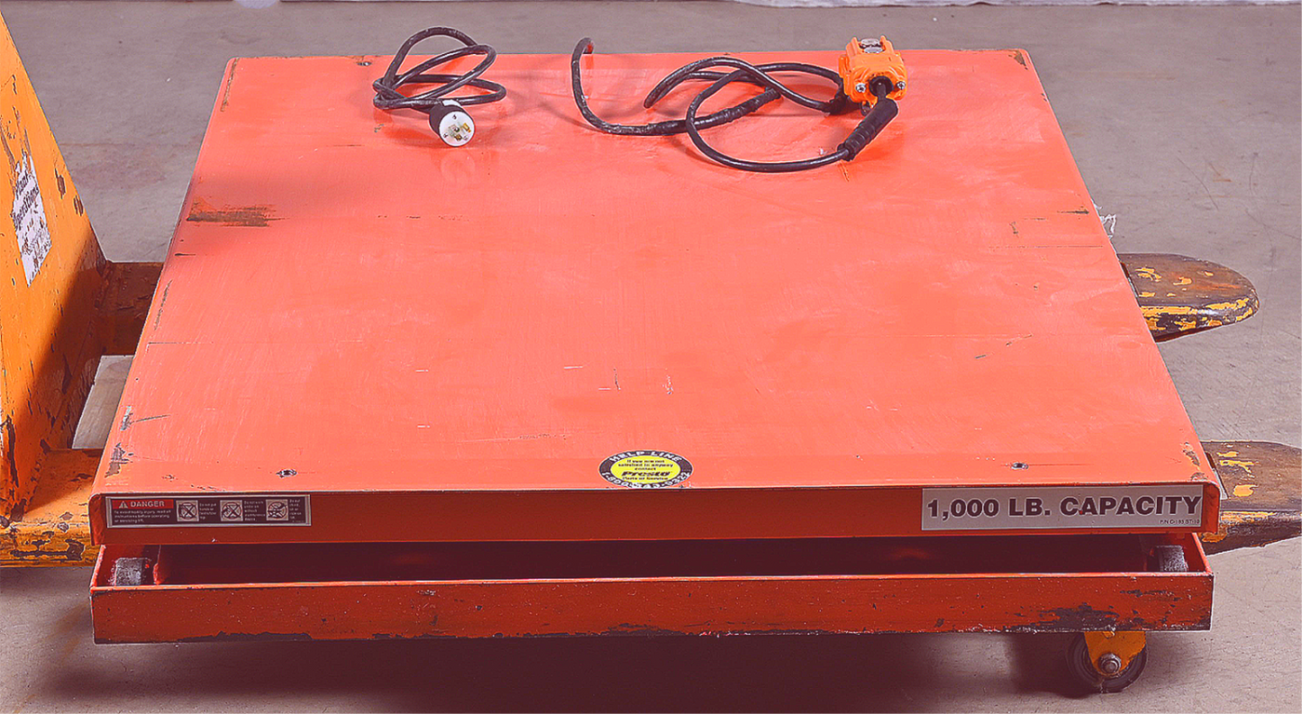 WARRANTY 1000lb PRESTO™ WXS36 ELECTRIC SCISSORS TABLE LIFT 48"x36" WATCH-VIDEO