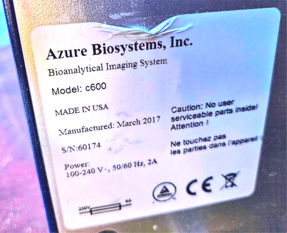 AZURE BIOSYSTEMS c600 GL IMAGER WATCH-A-VIDEO-THIS-UNIT-WORKING FREE-SHIPPING