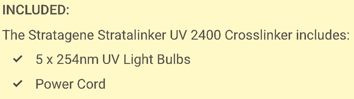 90-DAY-WARRANTY STRATAGENE STRATALINKER UV 2400 ULTRAVIOLET CROSSLINKER FREESHIP