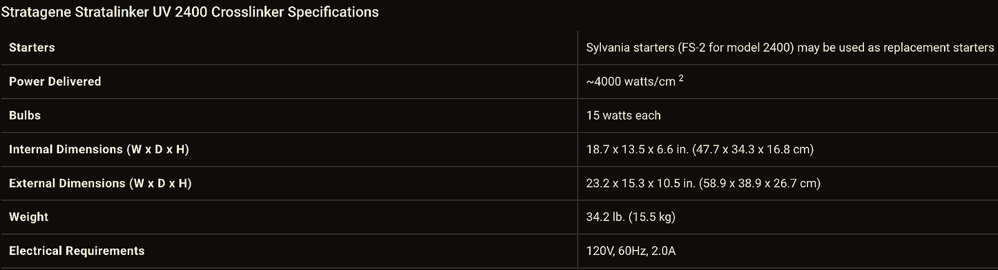 90-DAY-WARRANTY STRATAGENE STRATALINKER UV 2400 ULTRAVIOLET CROSSLINKER FREESHIP