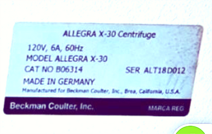 REFURBISHED BECKMAN COULTER ALLEGRA X-30 CENTRIFUGE & ROTOR WATCHVIDEO FREESHIP