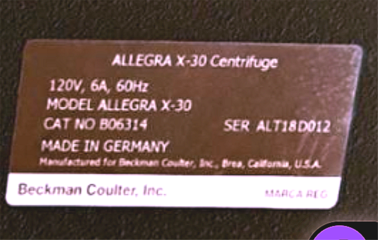 REFURBISHED BECKMAN COULTER ALLEGRA X-30 CENTRIFUGE & ROTOR WATCHVIDEO FREESHIP