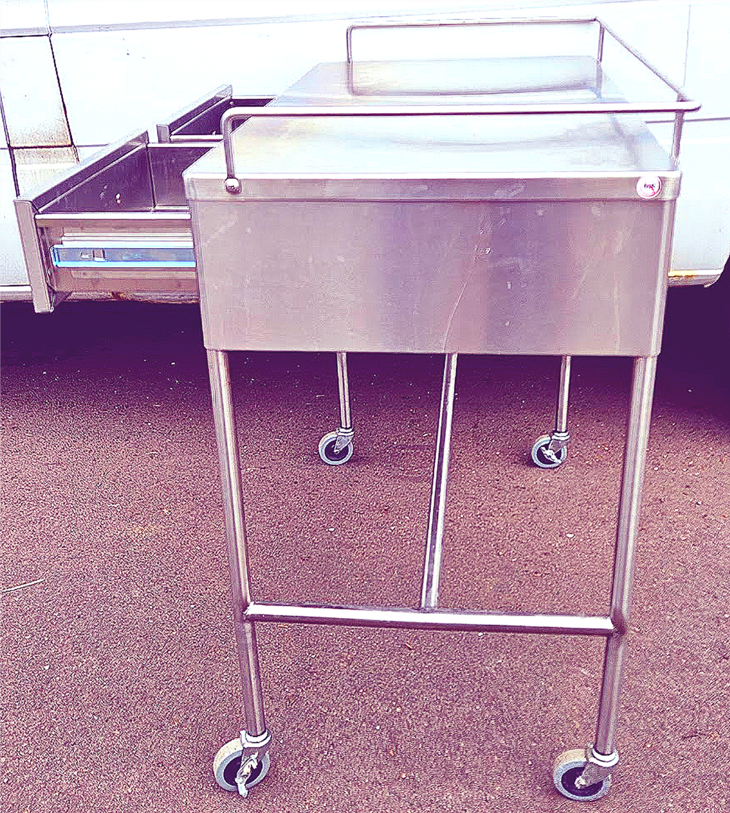 BLICKMAN 7856SS-HB STAINLESS STEEEL CRESCENT TABLE DESK ON WHEELS FREE SHIPPING