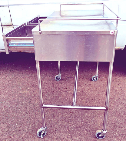 BLICKMAN 7856SS-HB STAINLESS STEEEL CRESCENT TABLE DESK ON WHEELS FREE SHIPPING