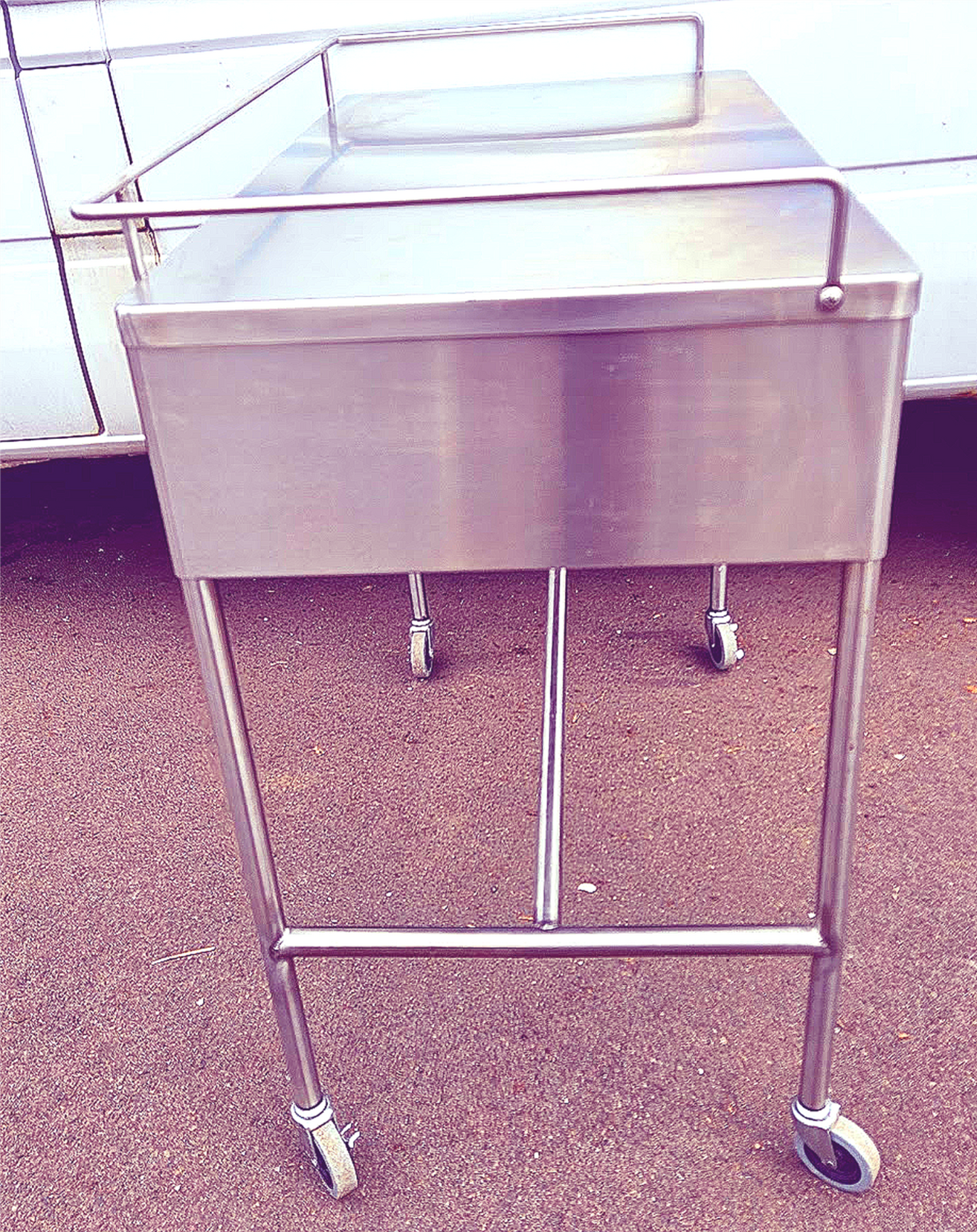 BLICKMAN 7856SS-HB STAINLESS STEEEL CRESCENT TABLE DESK ON WHEELS FREE SHIPPING