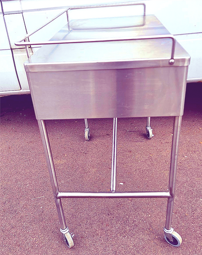 BLICKMAN 7856SS-HB STAINLESS STEEEL CRESCENT TABLE DESK ON WHEELS FREE SHIPPING