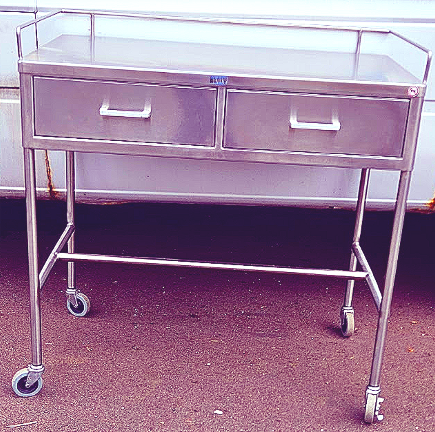 BLICKMAN 7856SS-HB STAINLESS STEEEL CRESCENT TABLE DESK ON WHEELS FREE SHIPPING