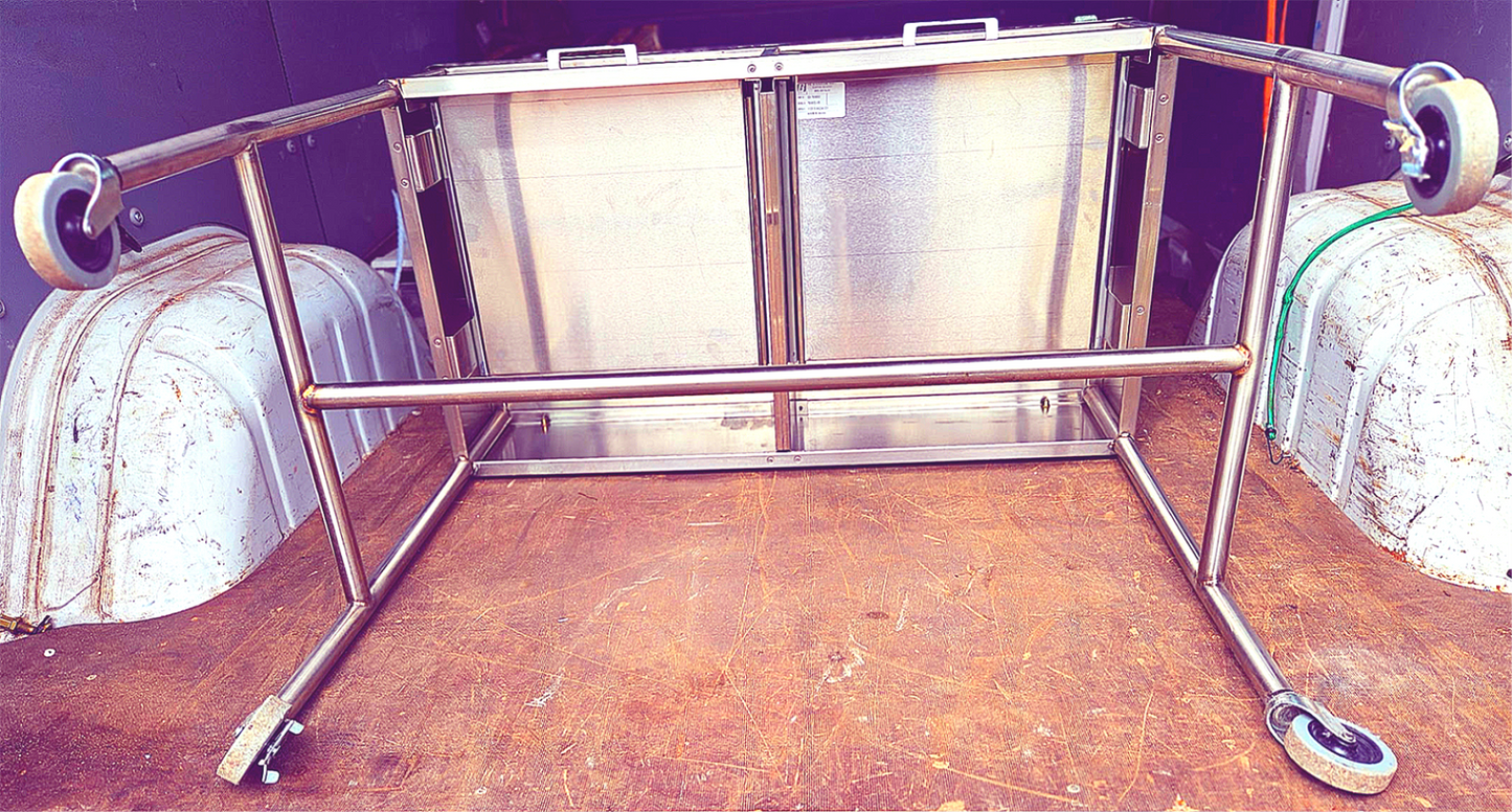 BLICKMAN 7856SS-HB STAINLESS STEEEL CRESCENT TABLE DESK ON WHEELS FREE SHIPPING