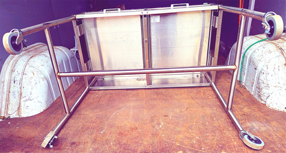 BLICKMAN 7856SS-HB STAINLESS STEEEL CRESCENT TABLE DESK ON WHEELS FREE SHIPPING