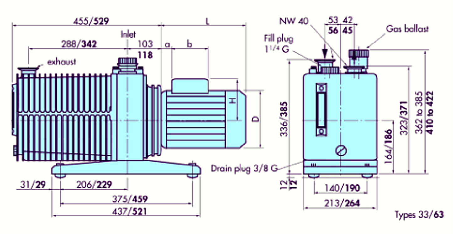 120-DAY-WARRANTY REBUILT PFEIFFER ADIXEN ALCATEL® 2063 ROTARY VANE VACCUM PUMP