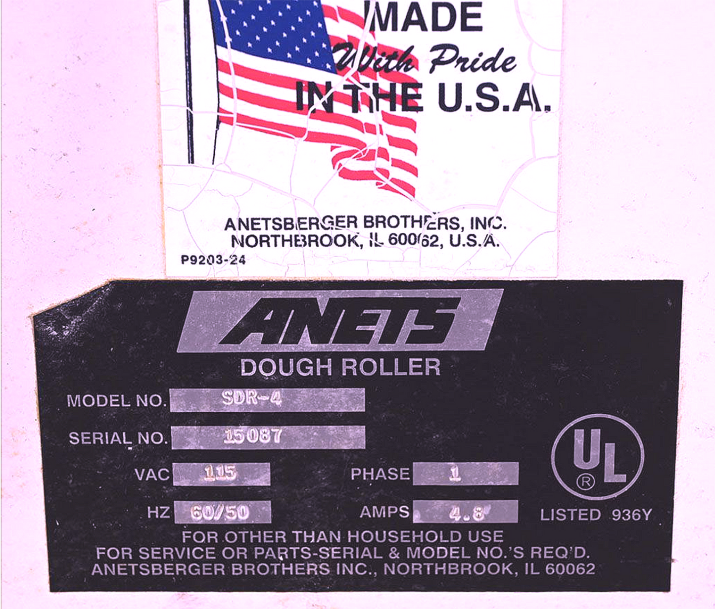 90DAYWARRANTY ANETS SDR-4 ELECTRICAL DOUGH ROLLER 115VOLT BAKER PIZZA WATCHVIDEO