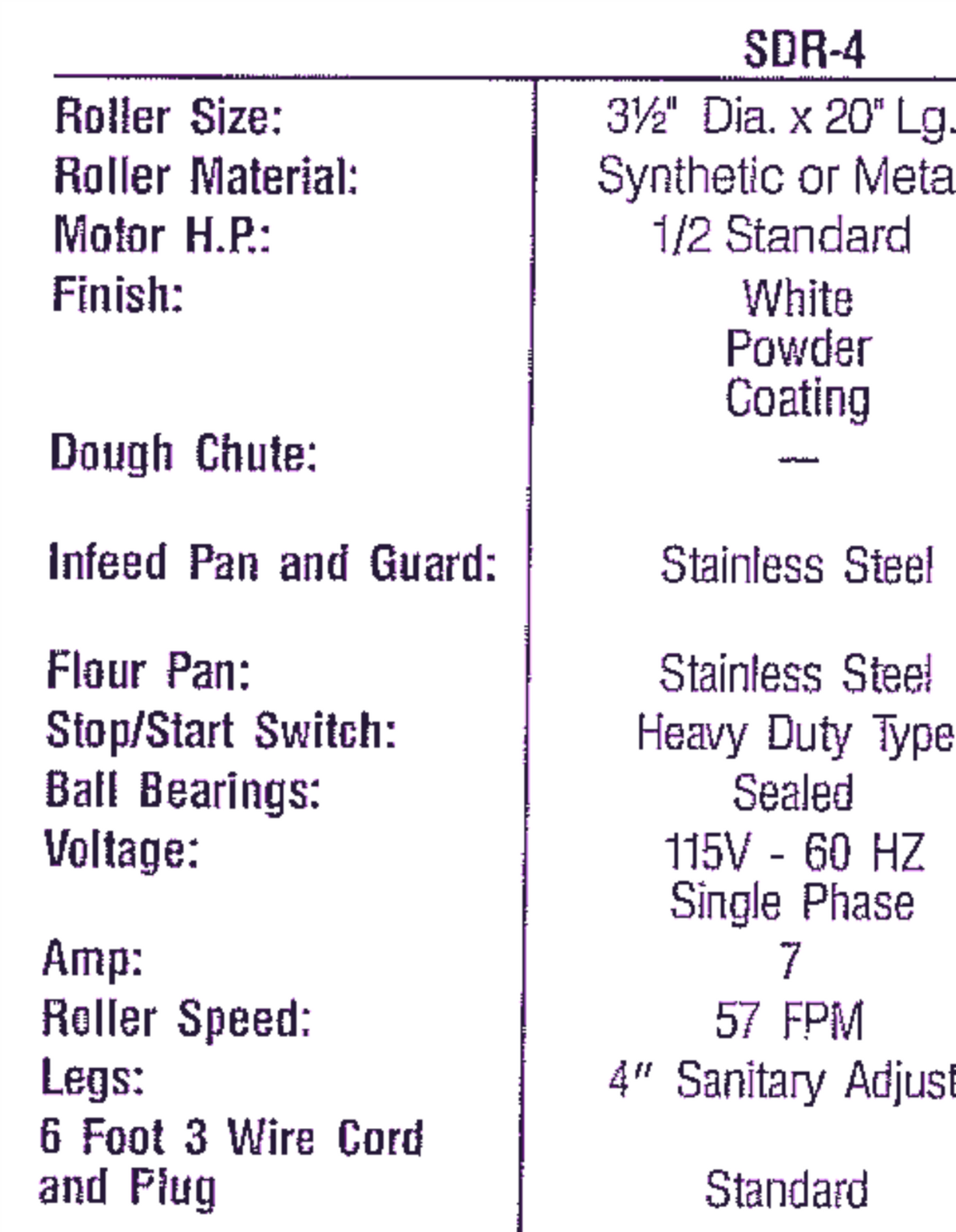 90DAYWARRANTY ANETS SDR-4 ELECTRICAL DOUGH ROLLER 115VOLT BAKER PIZZA WATCHVIDEO