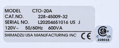 SERIAL L20204561018 Steve Shimadzu CTO-20A Prominence Column Oven