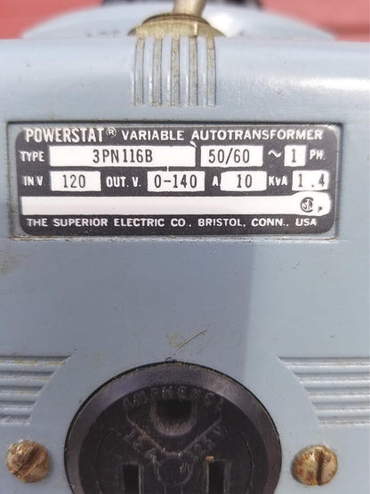POWERSTAT 3PN116B 20 AMPS 0-120 or 0-140 VOLTs VARIABLE AUTOTRANSFORMER FREESHIP