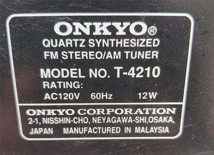 ONKYO RI T-4210 STEREO TUNER RDS ZUB 12 NO REMOTE 100%TESTED FREE SHIPPING
