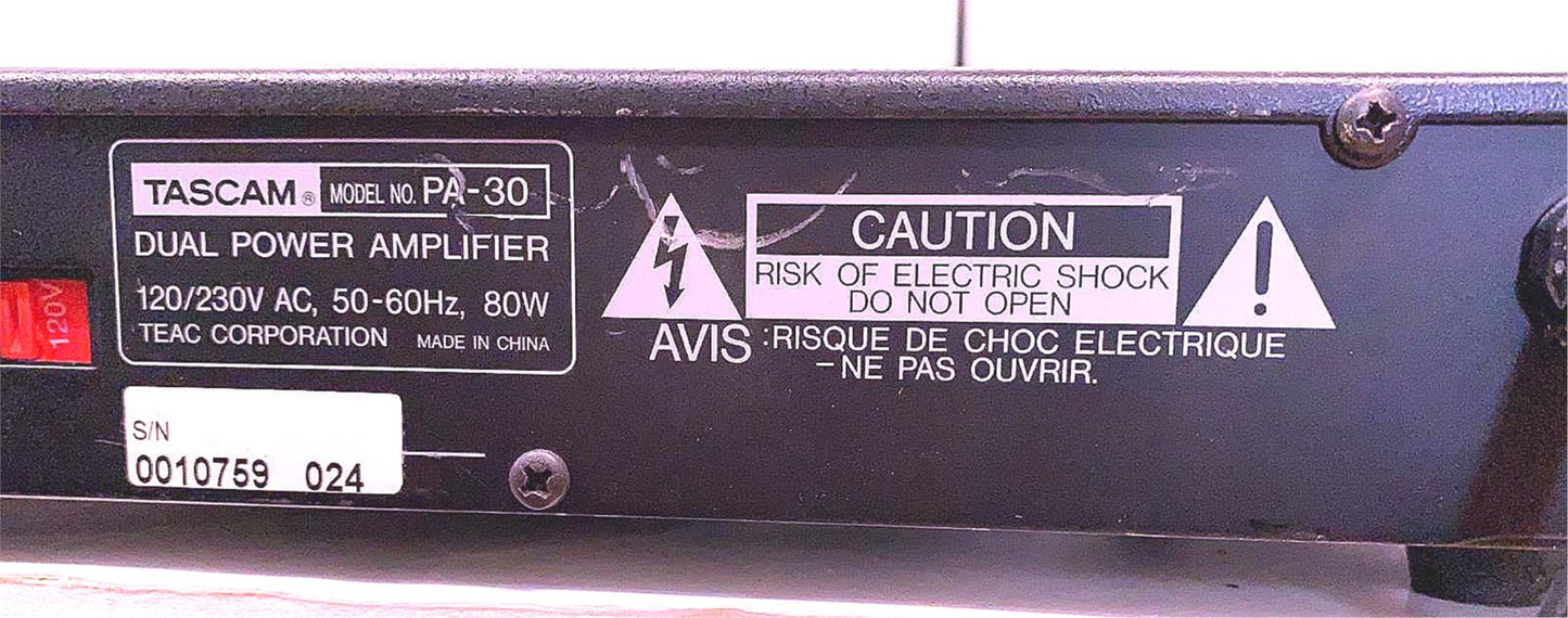 TASCAM P-30 DUAL POWER AMPLIFIER Tested WATCH VIDEO 90DAY WARRANTY FREE SHIPPING