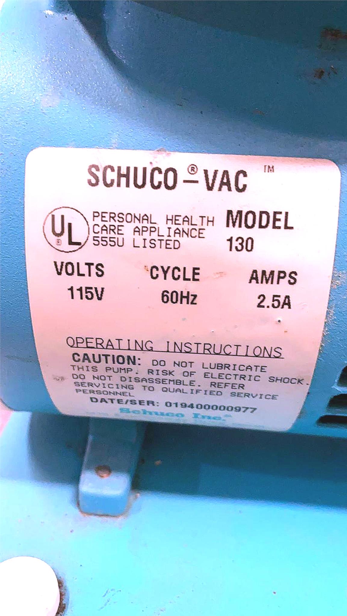 SCHUCO-VAC 130 MEDICAL ASPIRATOR OIL LESS ASPIRATION PUMP FREE SHIP WATCH VIDEO