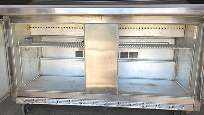 BEVERAGE-AIR 2 DOOR BKV SP60-16C SANDWICH PIZZA PREP TABLE FREE SHIP WATCH VIDEO