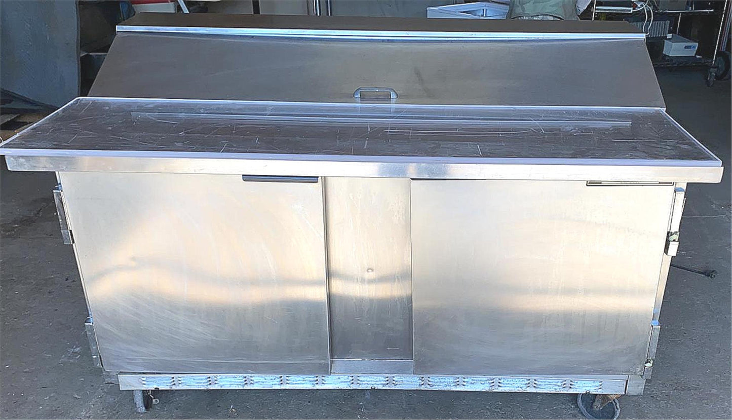 BEVERAGE-AIR 2 DOOR BKV SP60-16C SANDWICH PIZZA PREP TABLE FREE SHIP WATCH VIDEO