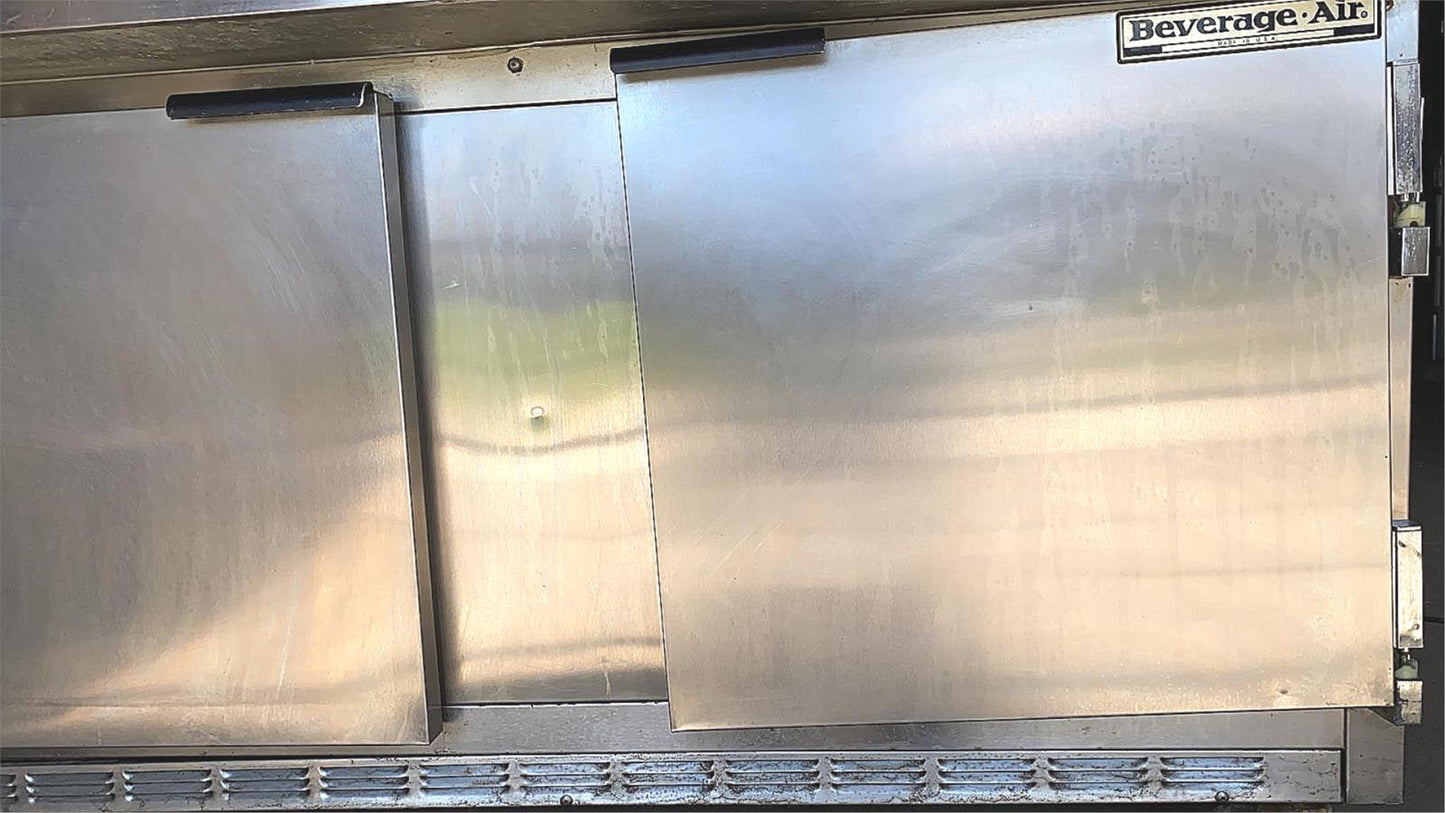 BEVERAGE-AIR 2 DOOR BKV SP60-16C SANDWICH PIZZA PREP TABLE FREE SHIP WATCH VIDEO