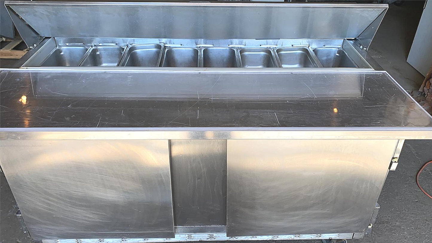 BEVERAGE-AIR 2 DOOR BKV SP60-16C SANDWICH PIZZA PREP TABLE FREE SHIP WATCH VIDEO